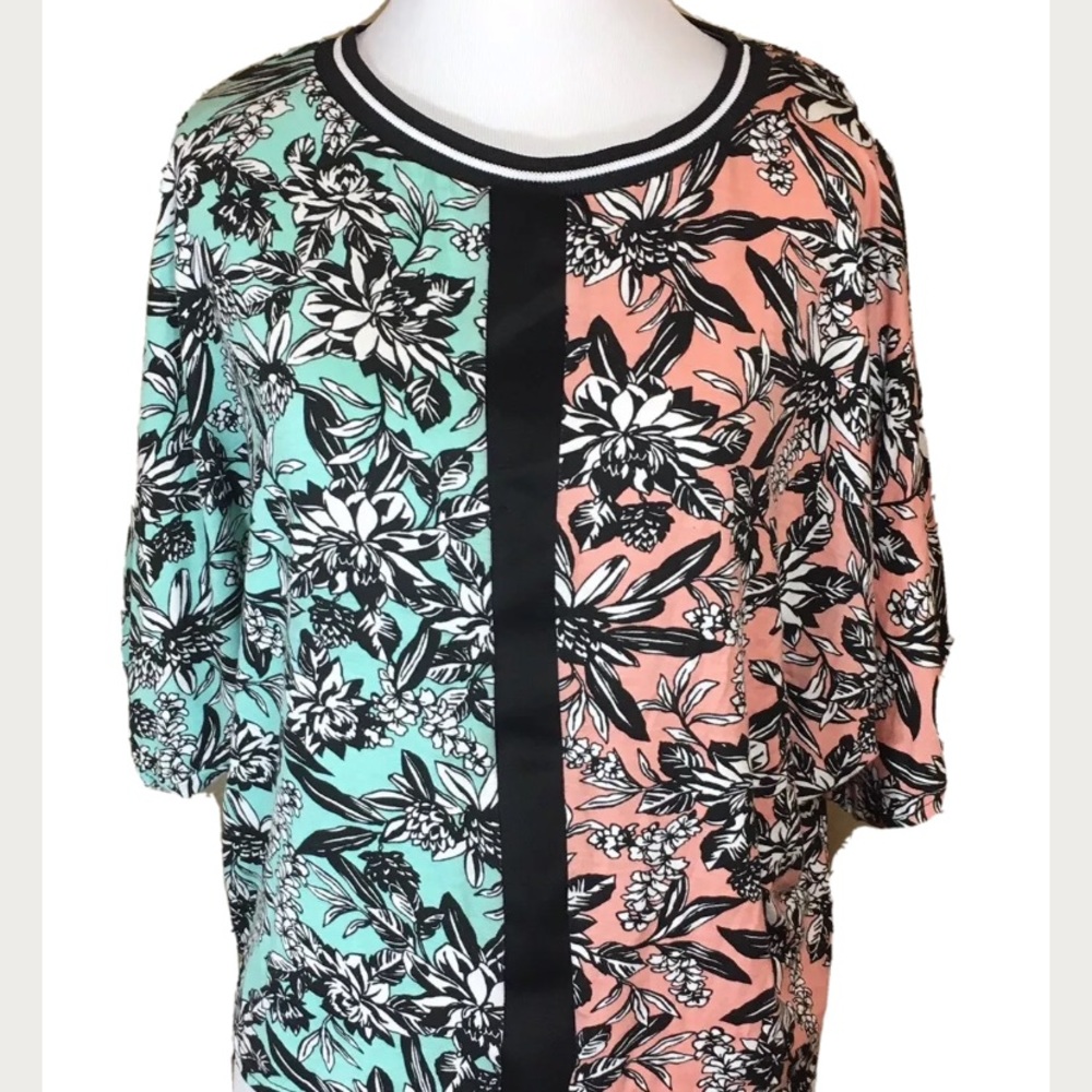 Missguided mint green pink floral dolman top size 8